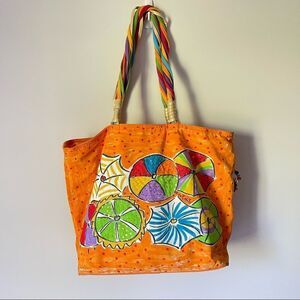 Sally Huss Hand Painted Beach Bag
